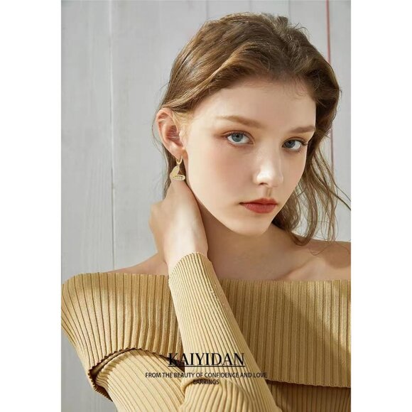 Heart Huggie CZ Hoops Statement Vintage Long Summer Earring for Women Jewelry - Picture 6 of 9